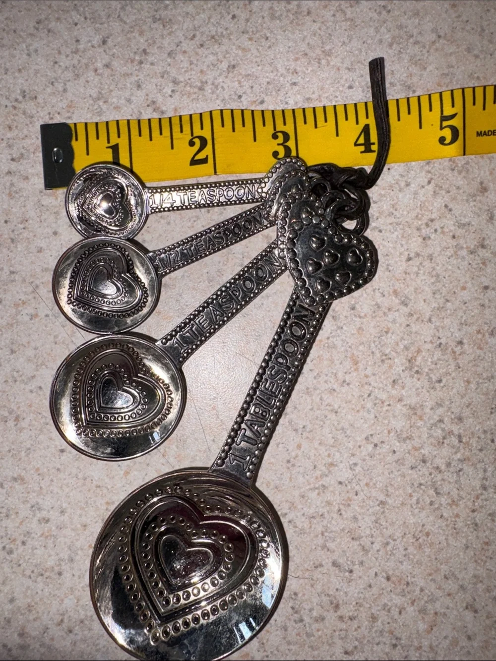 Silver Heart-Themed Measuring Spoon Set
